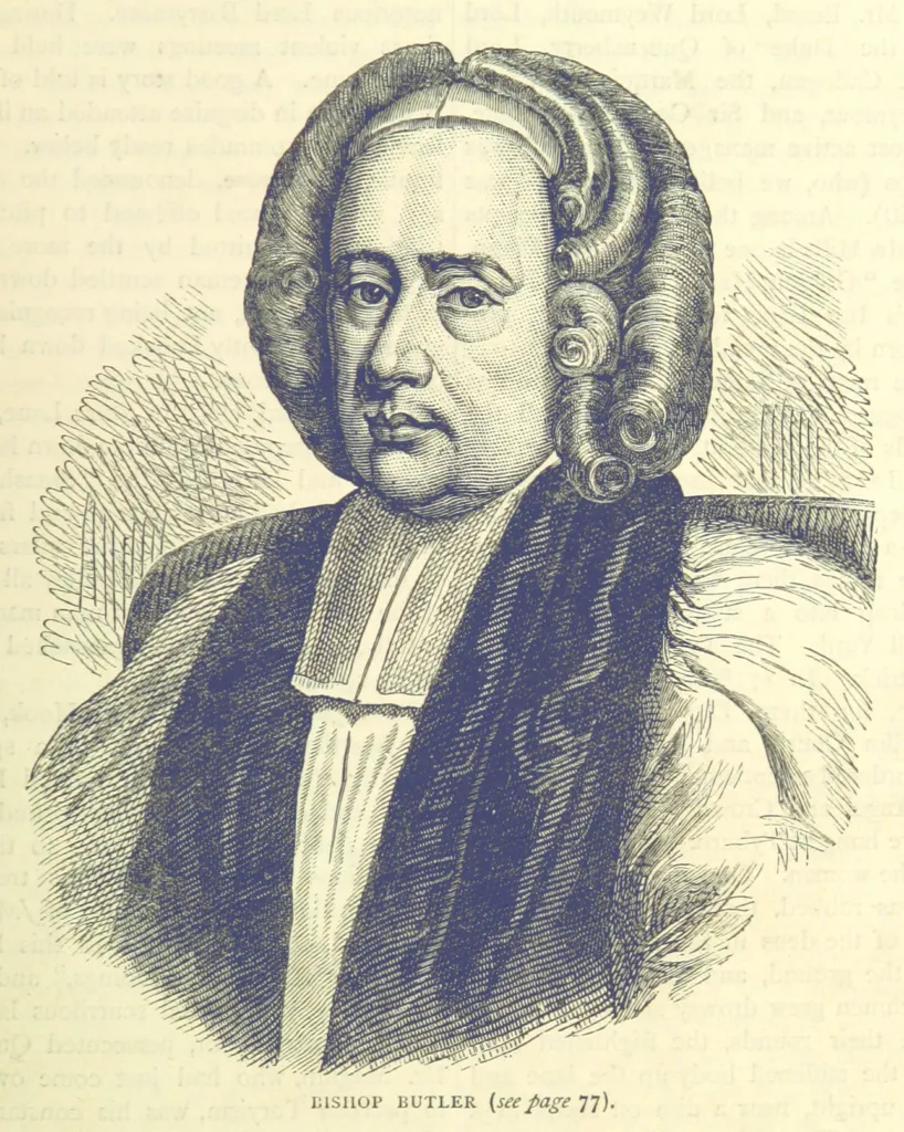 Engraved portrait of Bishop Joseph Butler in a wig and clerical bands