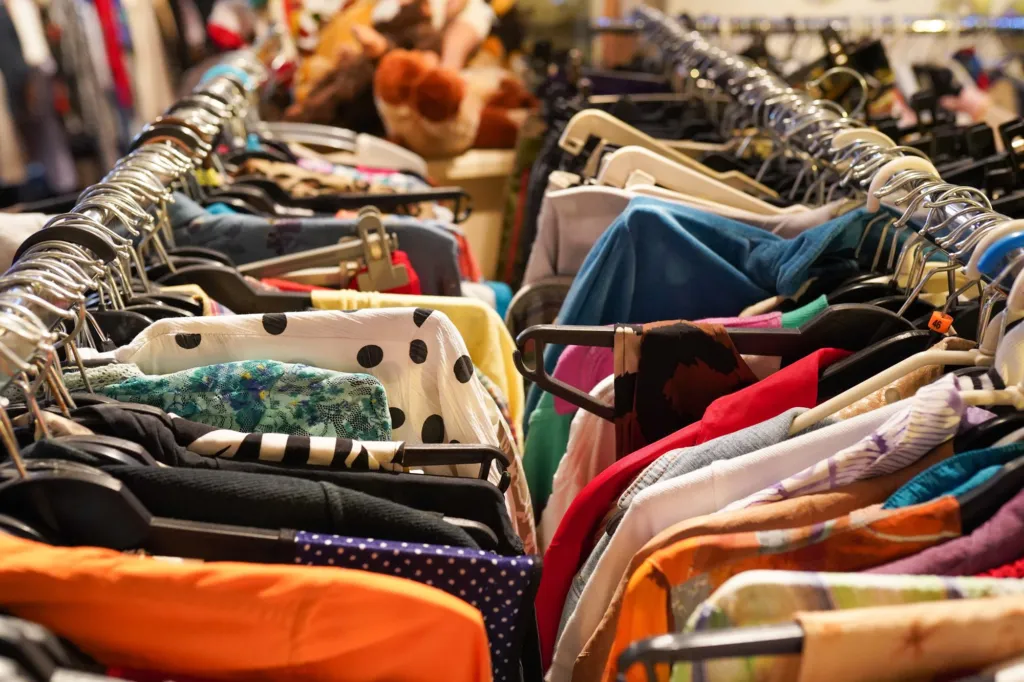 Rails of second-hand clothes