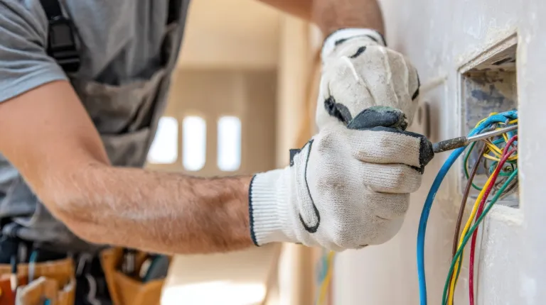 An electrician wiring a socket