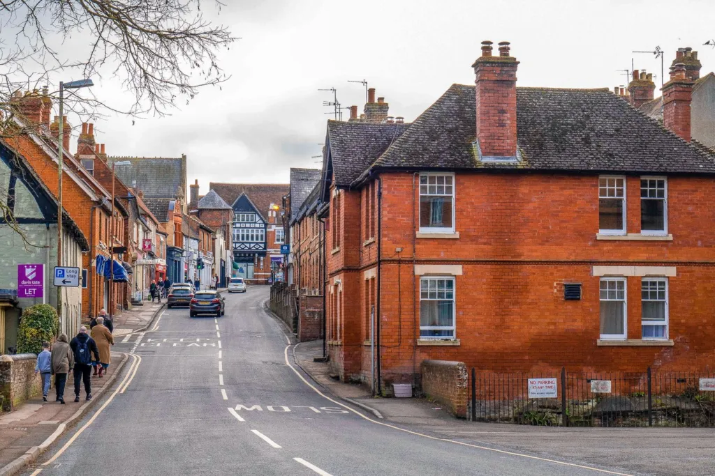 Red-brick houses on Mill Street, Wantage, looking towards the town centre